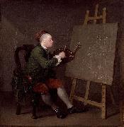 William Hogarth Self ortrait oil